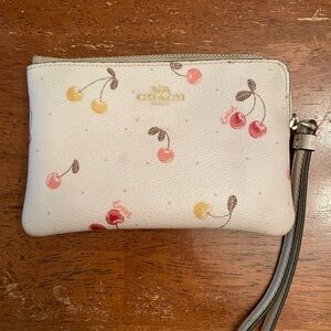 Coach Wristlet Painted Cherry Corner Zip.